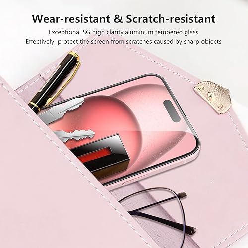 Miniatura 5 de Protector de pantalla de vidrio templado para iPhone 15 de 6.1 pulgadas con kit de instalación sin polvo, sin burbujas, compatible con fundas,