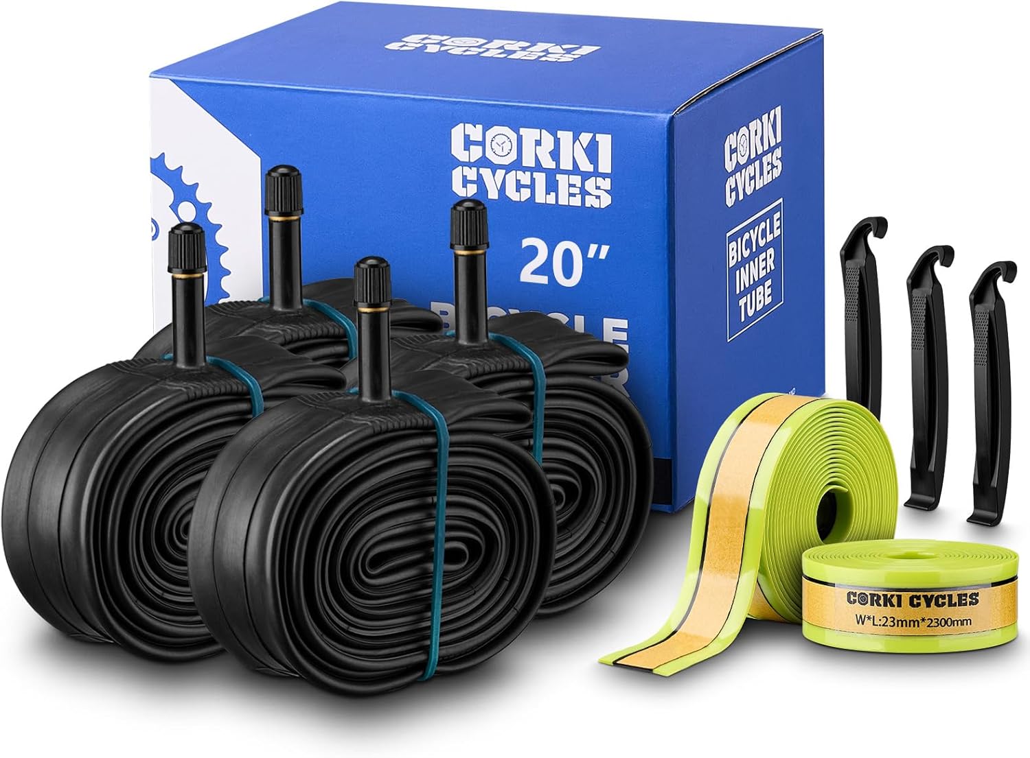 Bike Inner Tubes 20 x 1.35-1.5 Schrader Valve 32mm with Puncture Proof Bicycle Tire Liner 23mm