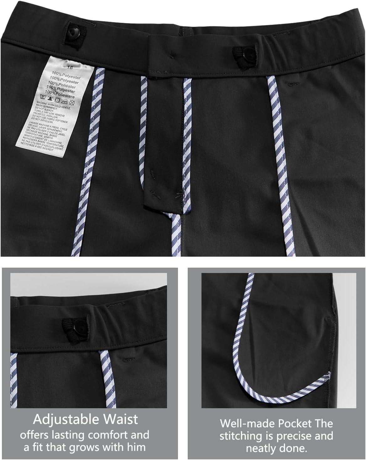 DEVOROPA Youth Boys Golf Dress Shorts Flat Front Adjustable Waist Kids Uniform Khaki Chino Causal Athletic Shorts Pockets - Image 5