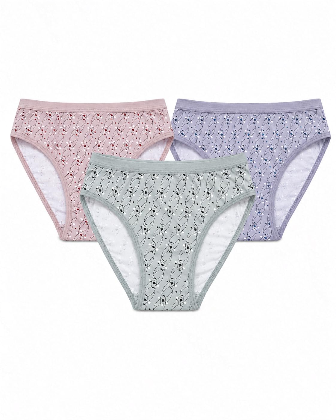 Women's Cotton Panties Pack of 3 | Soft Breathable Printed Bikini Briefs | Mid Rise Everyday Comfort Underwear for Women | Multicolor Panty Pack-picture-59