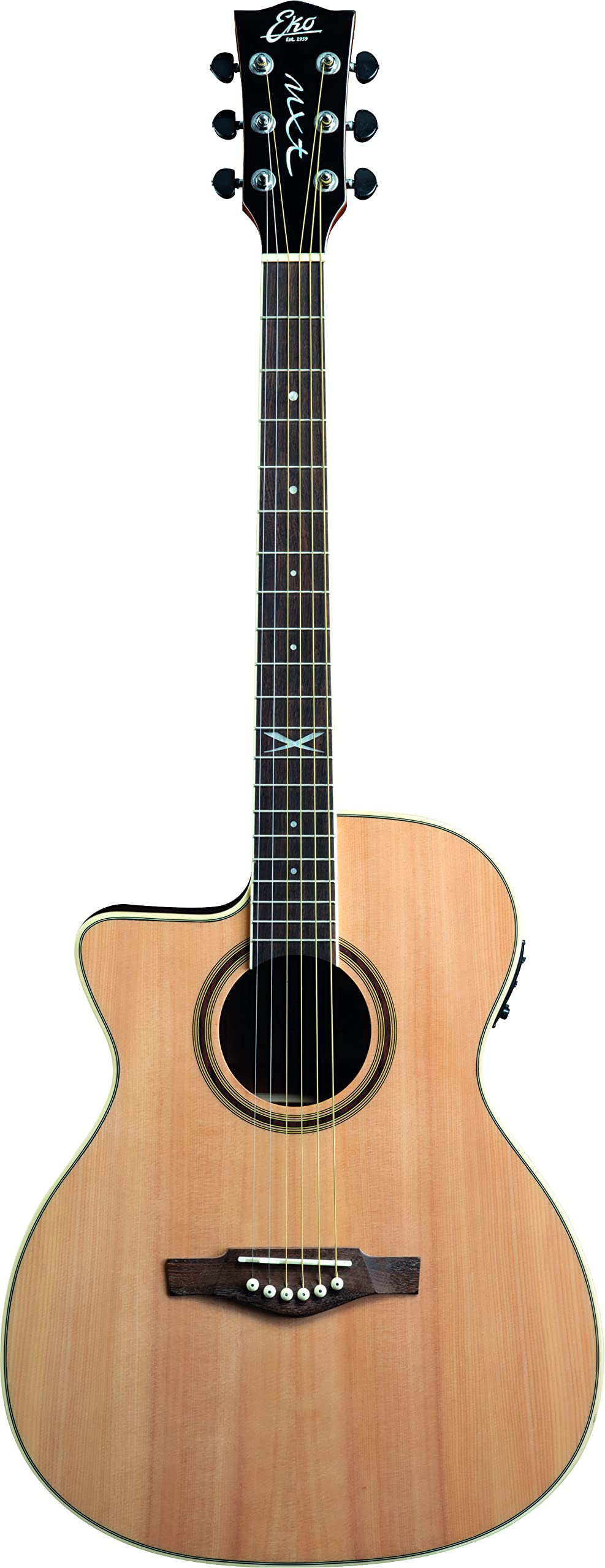 EKO GUITARS – NXT A100CE LH Natural, Akustikgitarre, Decke aus Fichte, Zargen und Boden aus Linde, Griffbrett aus südamerikanischem Roupanà, Auditorium Cutaway Form, Farbe Natural