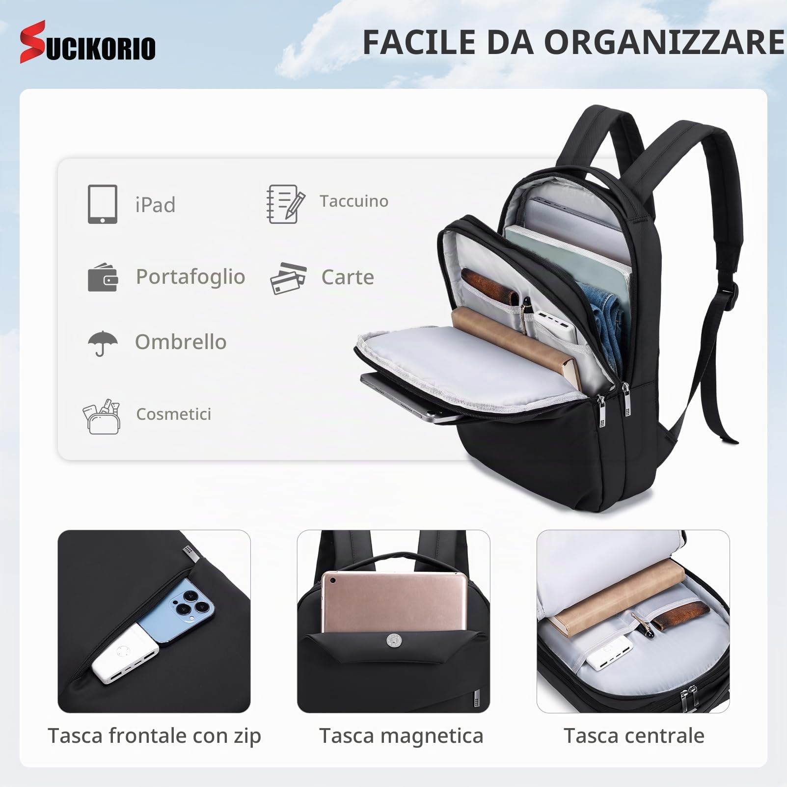 40X30X10cm Lufthansa Air France British Airways Zaino da Viaggio Aereo Bagaglio a Mano, Impermeabile Nylon Zaini Bagaglio a Mano Uomo Donna Zainetto Porta PC 14 Pollici per Scuola, Viaggio
