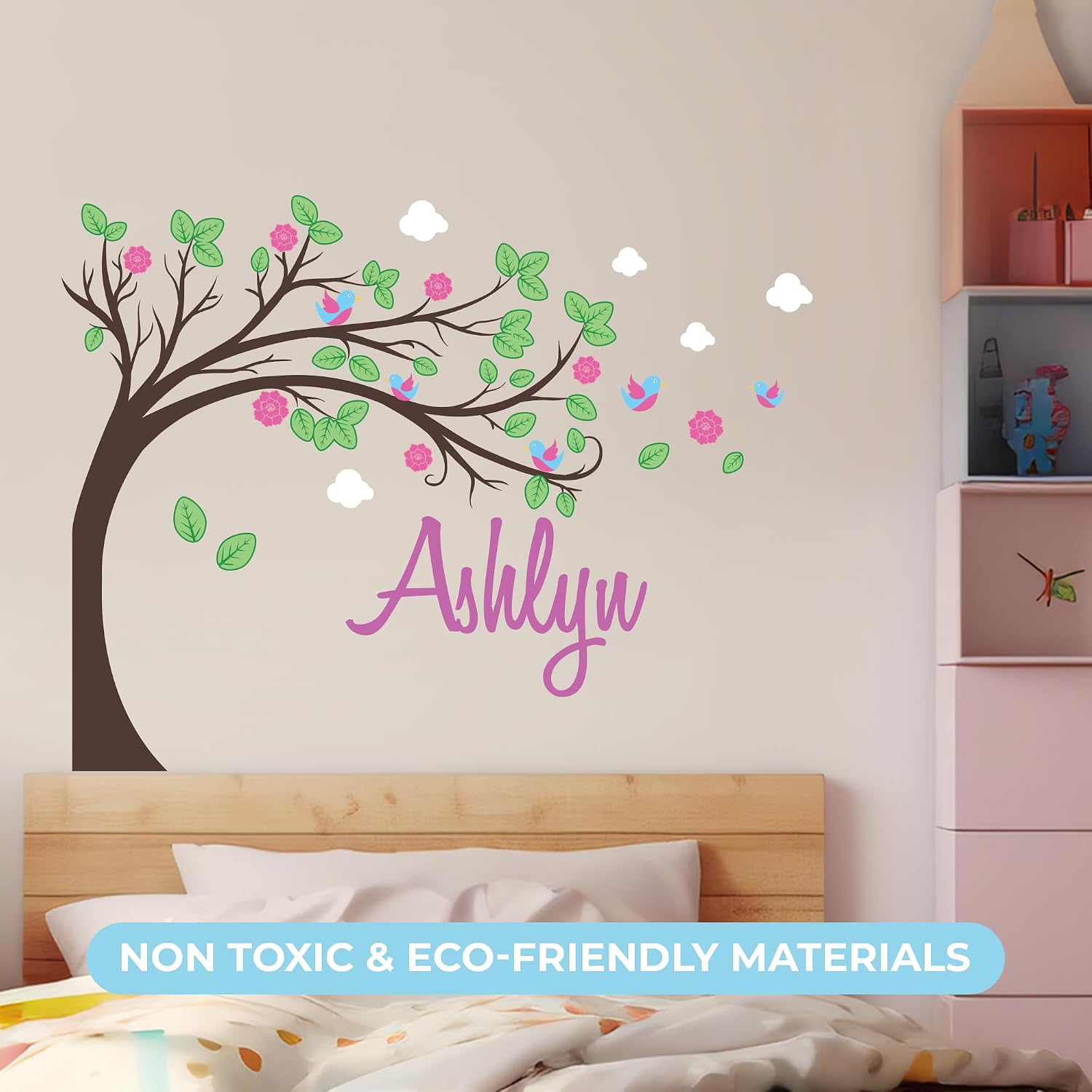 Personalized Name Tree Wall Decal I Kids Bedroom Decor I Girls Room I Classroom Tree I Palm Tree Decor I Kids Room I Multiple Size & Color Options (Wide 42" x30 Height)