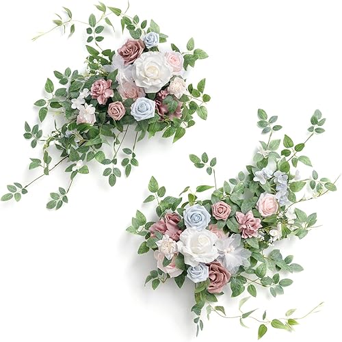 Ling's Moment 2 piezas de centros de mesa de flores artificiales, arreglos de flores de boda para noviodecoración de mesa de cabeza, boda, coche,