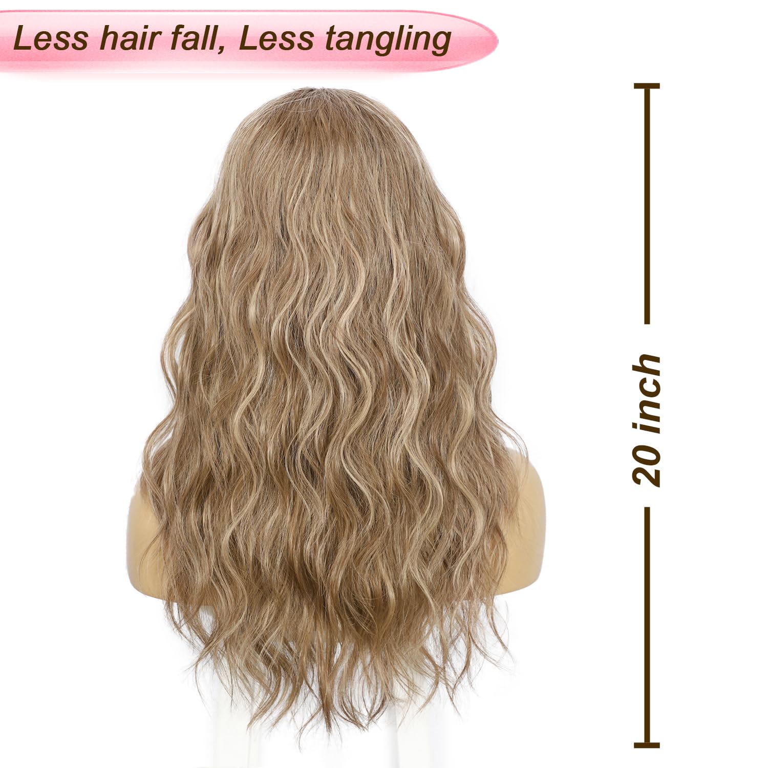 Sapphirewigs Headband Wig Brown Wavy Synthetic Headband Wigs for Women Body Wave Glueless Short Hair Daily Wear Date Party Halloween Christmas 20 inch - Image 2