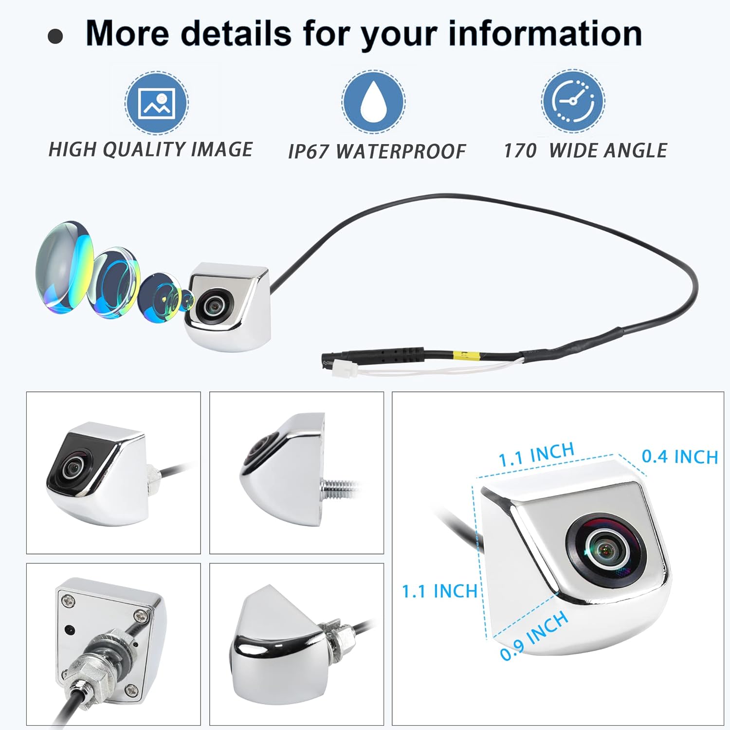 Anina Truck Front View Camera for 2003-up Dodge RAM 1500 2500 3500 to add Front Face Camera Fit Aftermarket Display Front Grille Surface Mount(Chrome)