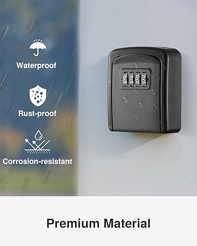 Miniatura 10 de Puroma Caja de cerradura de llave caja de seguridad portátil de 4 dígitos para el hogar pisos llaves de repuesto para garaje 1 unidad