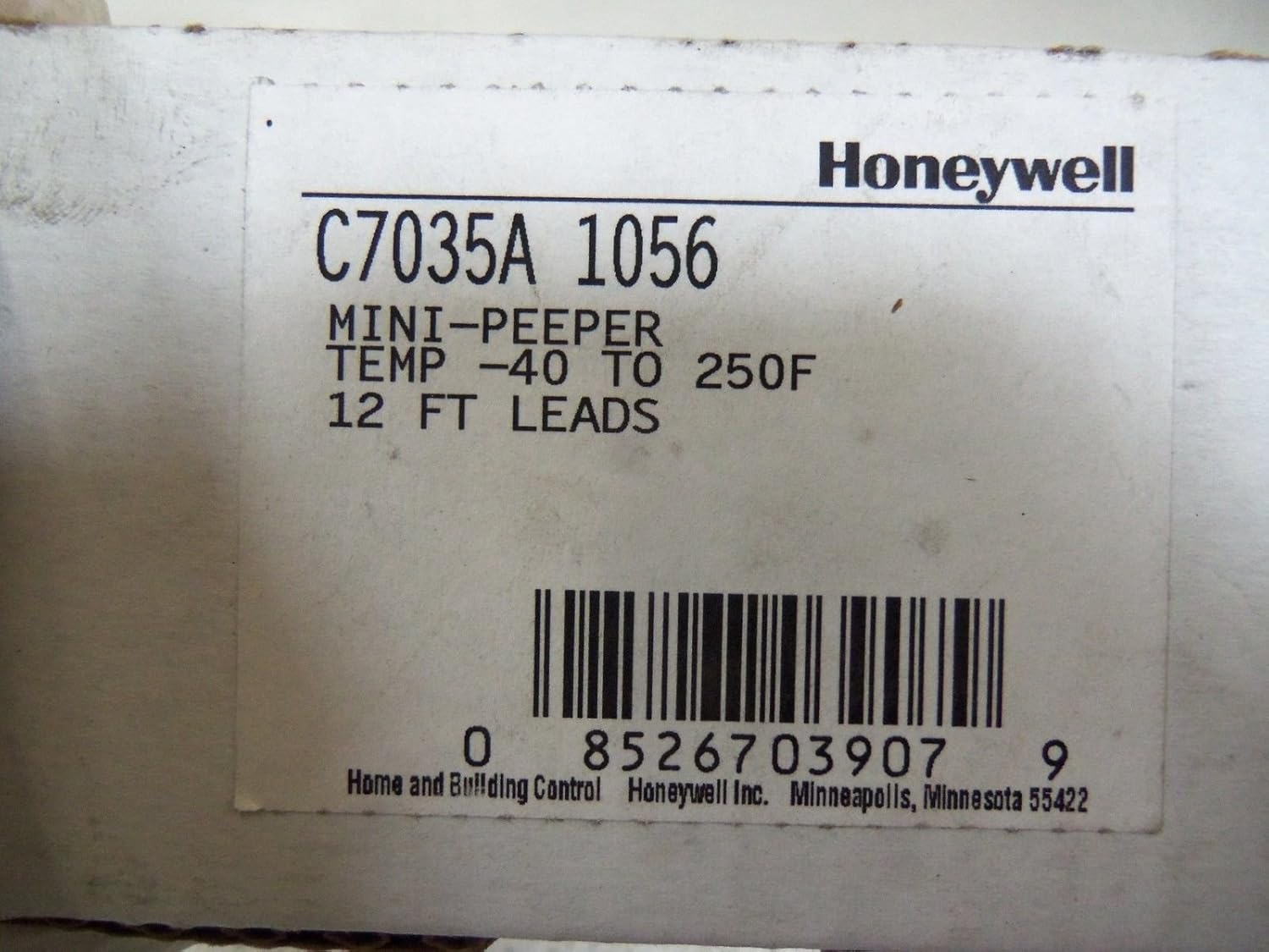 1- Honeywell, Inc. C7035A1056 Minipeeper Ultraviolet Flame Detector, NEMA 3 and NEMA 4, 12 ft leads