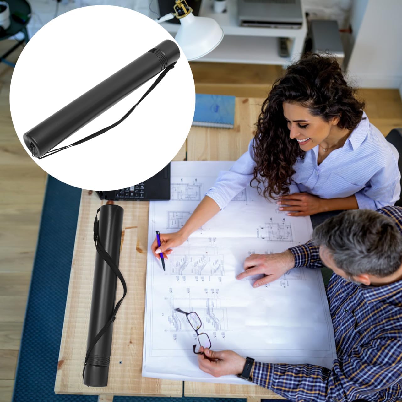 ARTIBETTER Telescoping Poster Tube 19.88In Extendable Artwork Storage Tube with Adjustable Shoulder Strap for Posters Prints Drawings
