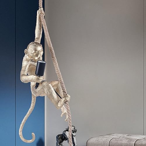 Miniatura 10 de Lámpara colgante de resina vintage con cuerda de cáñamo de mono, lámpara colgante industrial retro Edison E27 para comedor, sala de estar,