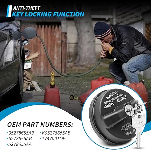 Miniatura 2 de 05278655AB - Tapa de gas con bloqueo para Chrysler 300 Dodge Jeep Ram, tapa de combustible para Challenger Ram 1500, tapa del depósito de