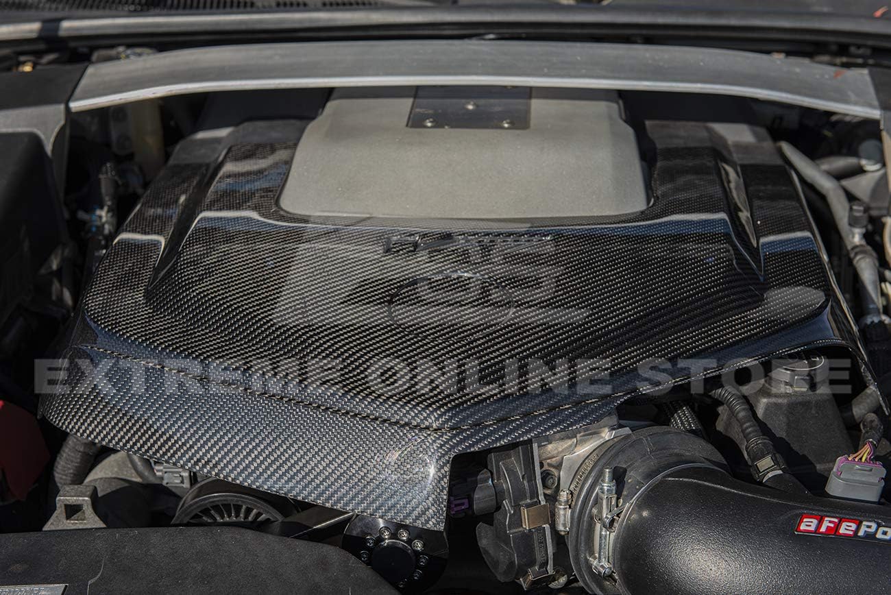 Extreme Online Store Replacement for 2009-2015 Cadillac CTS-V GM Factory Style Carbon Fiber Front Supercharge Engine Trim Valve Cover