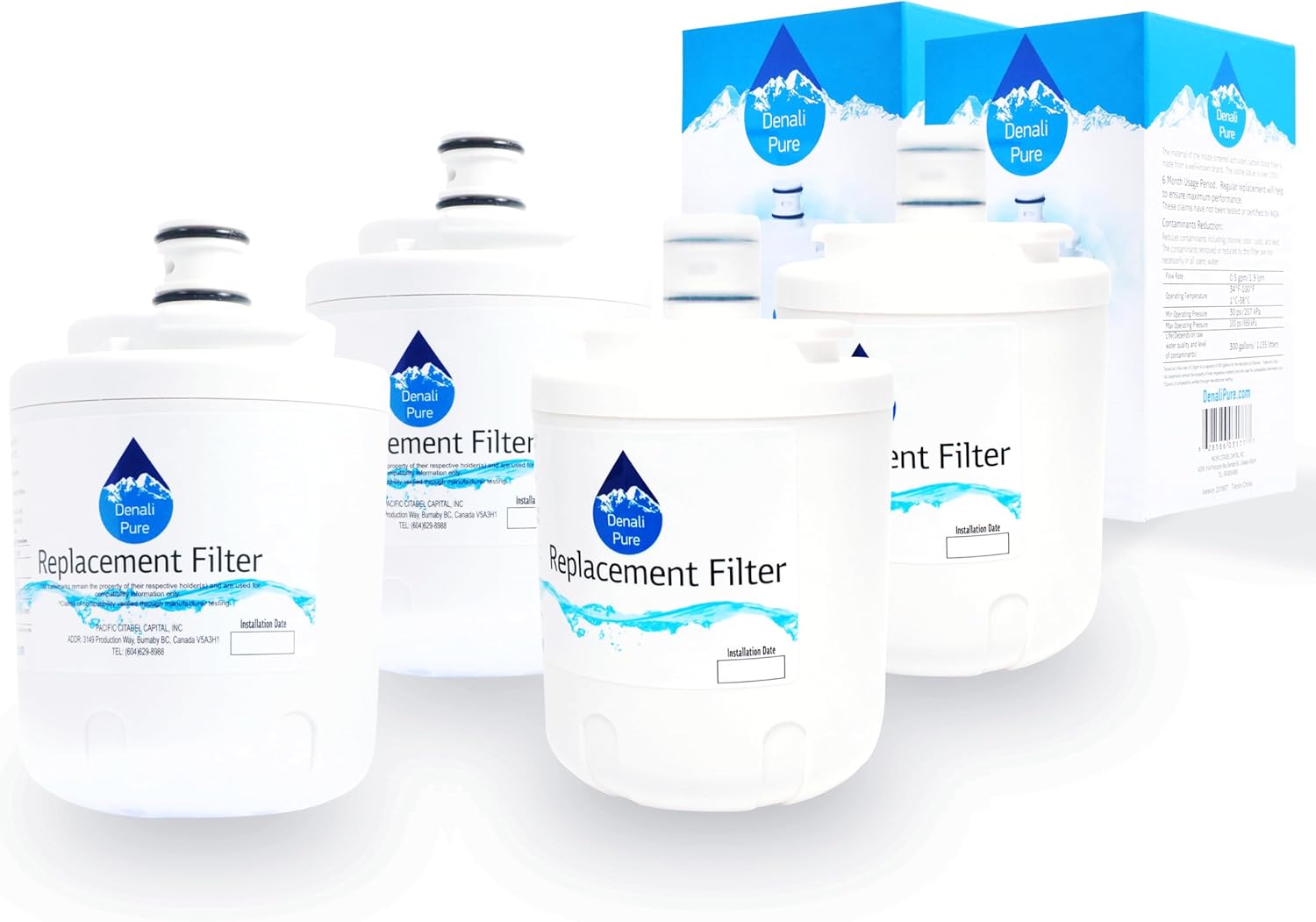 4-Pack Replacement for MSD2433HEW Refrigerator Water Filter - Compatible with Maytag UKF7003 Fridge Water Filter Cartridge