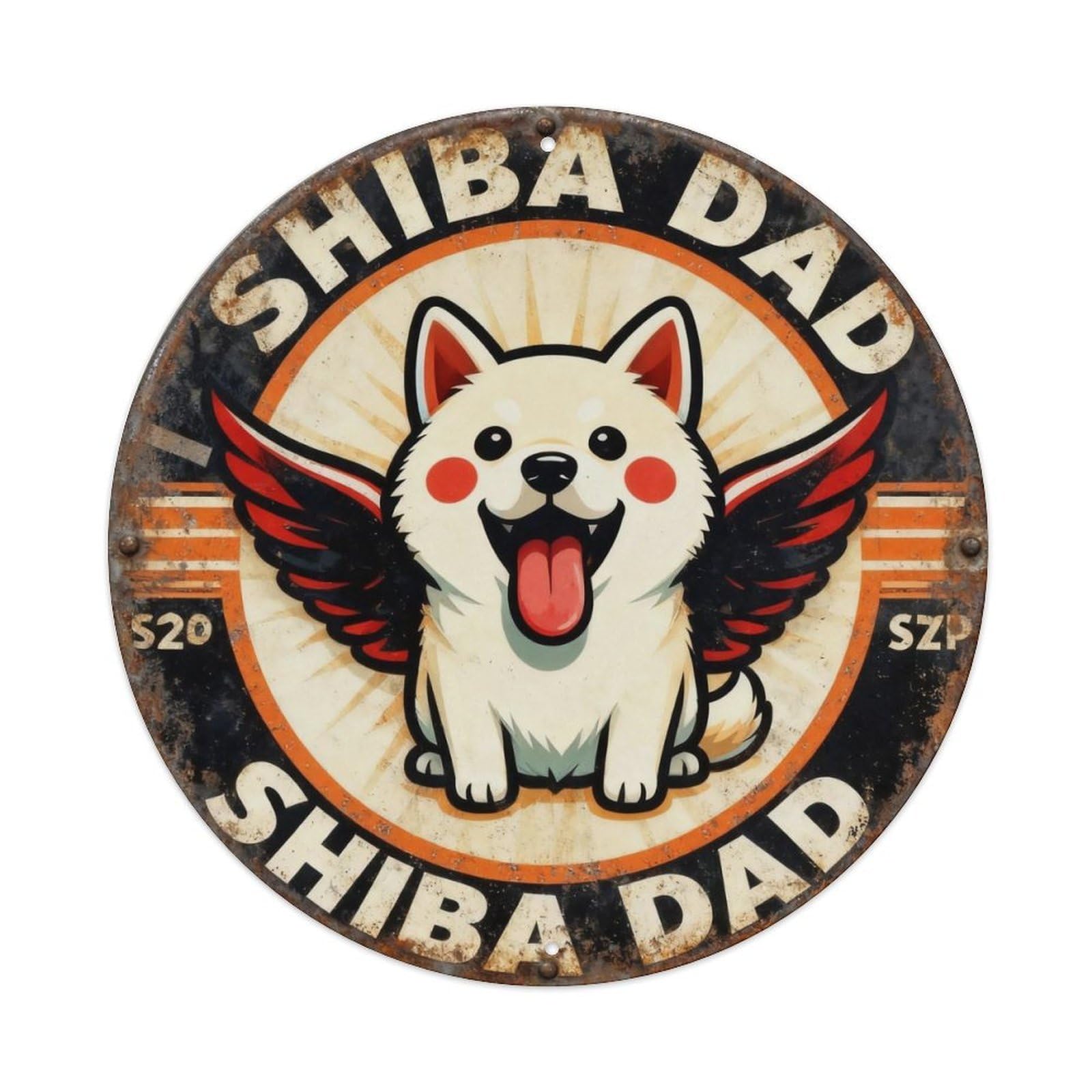 Vintage Shiba Dad Metal Tin Sign Plaque