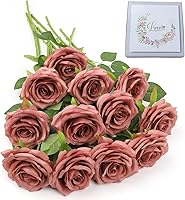 Vista 40 de LVEFIT 12 rosas artificiales de seda de color naranja quemado, ramo de rosas de seda de tallo largo para bodas, despedidas de soltera, fiestas