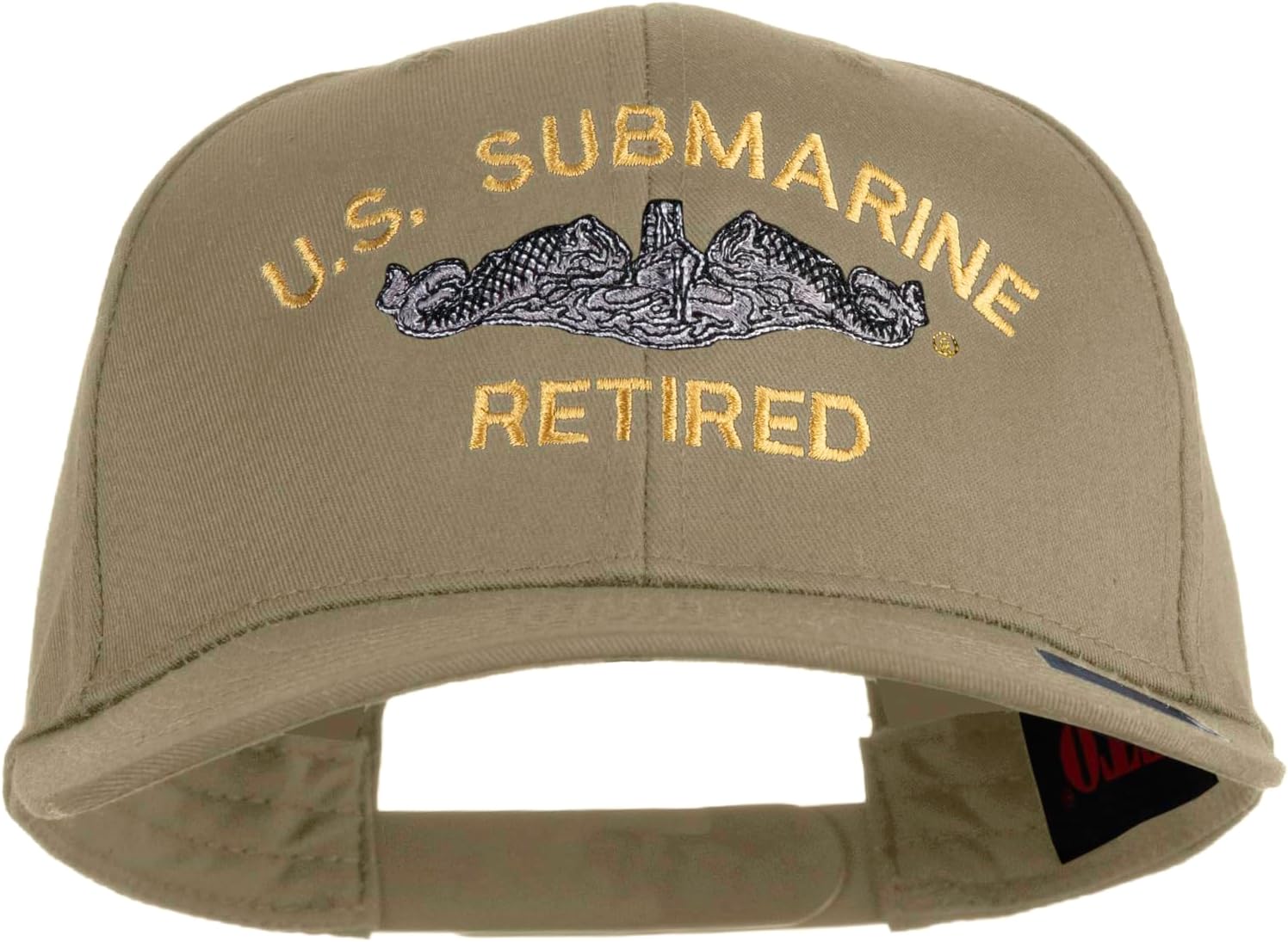 US Submarine Retired Logo Embroidered Solid Cotton Twill Pro Style Cap
