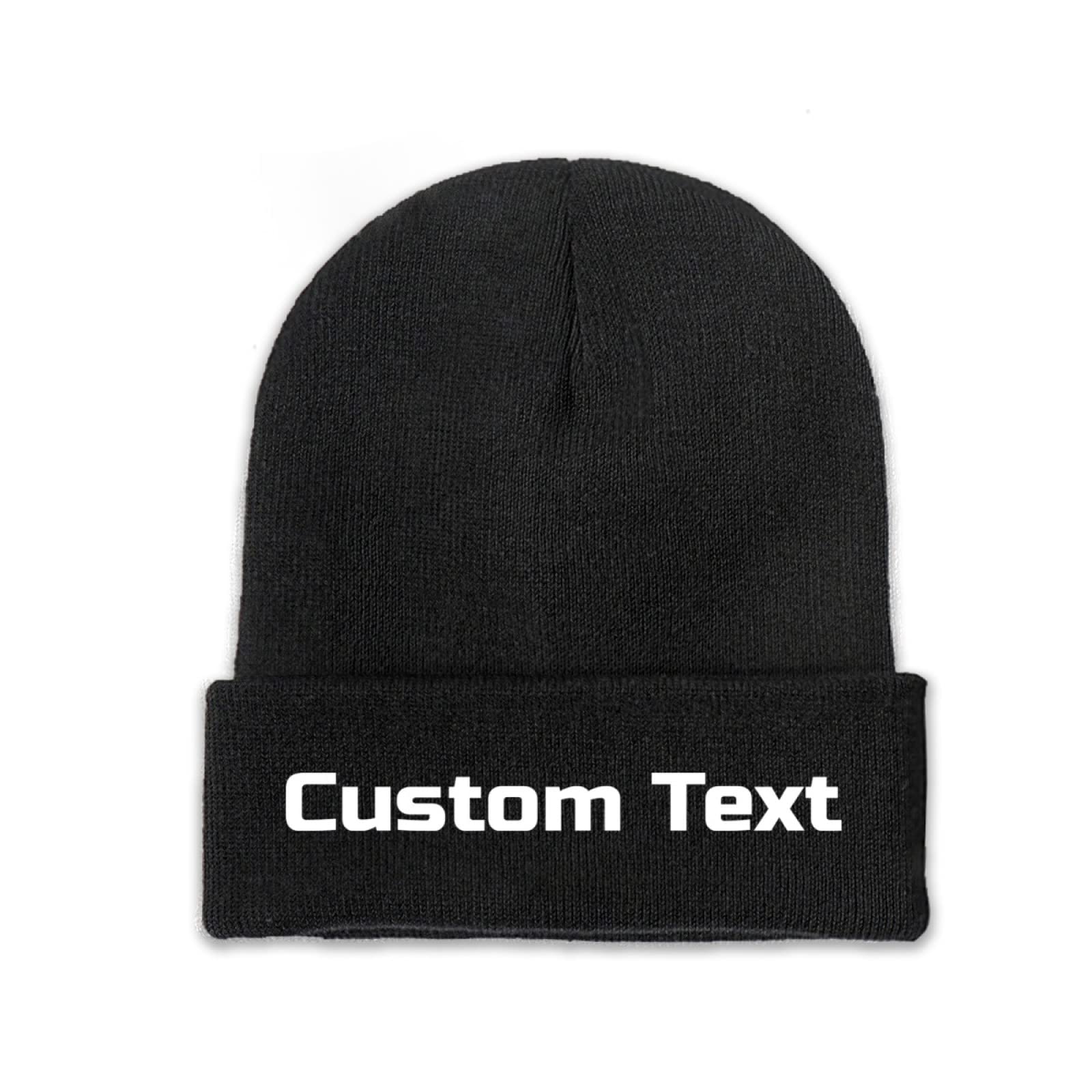 Miujonvy Customized Hat Slouch Black Beanie Custom Text Knitted Hats