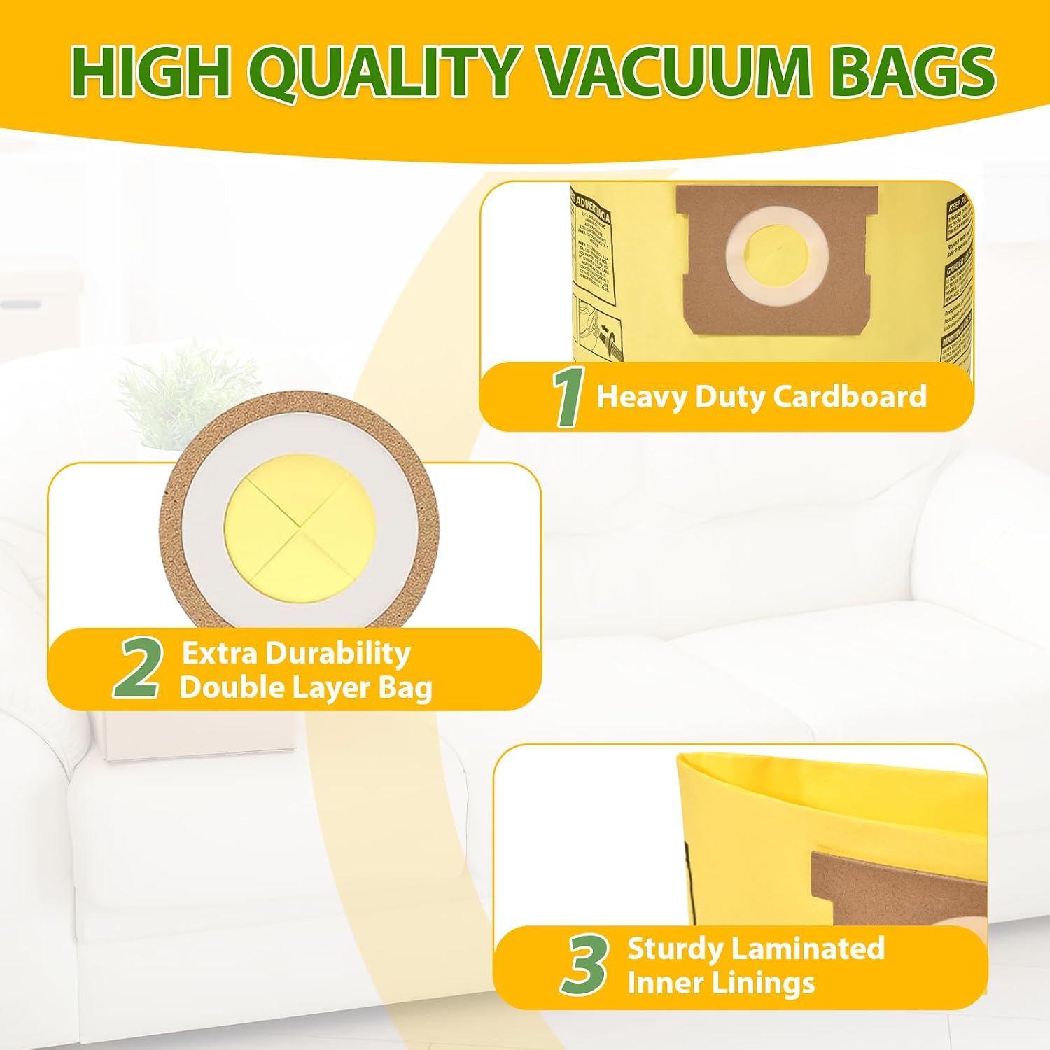 91964 Type D Bags Compatible with Shop Vac 4 Gallon Wet/Dry Vacuum, Replacement 4 Gallon Bags 9196400 and 9196433 for High Efficiency Dust Collection and Easy Cleanup (12 Pack)