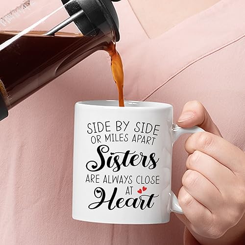 Miniatura 3 de Tazas de café personalizadas para mujer, taza personalizada de 4 hermanas lado a lado o millas de distancia, taza de café con nombre personalizado,