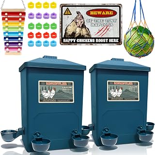 Chicken Waterer, Chick Water, Chicken Coop Accessories - 6 Gallon Capacity, 2-Pack 3 Gallon (26 pounds Total) (Prussian Blue, Large).