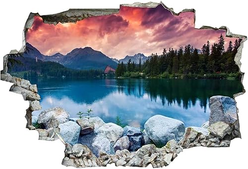 Miniatura 4 de Calcomanías de pared rotas 3D, diseño de Nepal, escena increíble con Himalaya, 36 x 24 pulgadas, vinilo de pared extraíble, decoración de pared de