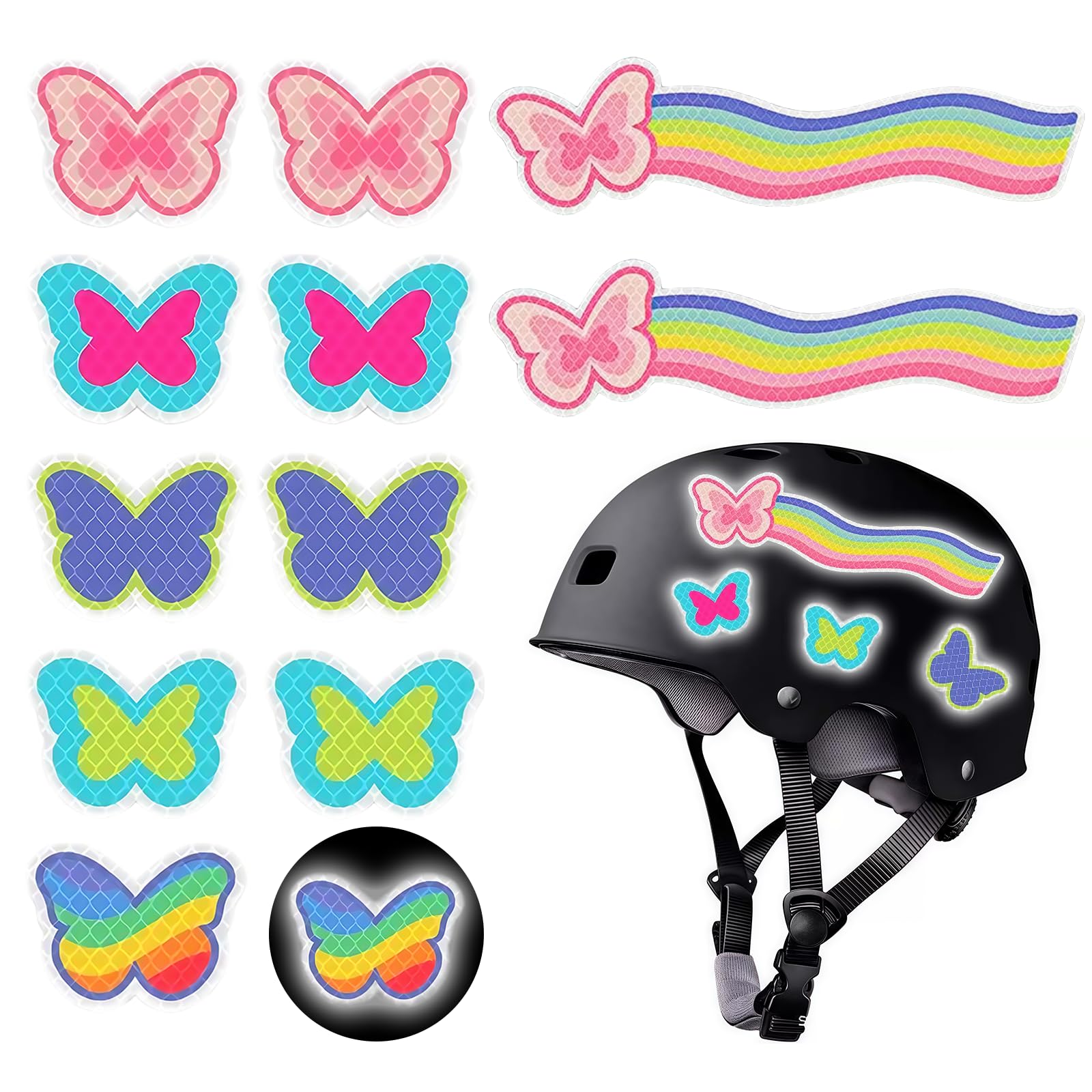 12Pcs Reflective Stickers,High Visibility Adhesive Stickers Warning Reflective Sticker Waterproof Safety Helmet Sticker Reflector for Bike Reflective Decals Cycling and Helmets Reflective Stickers Set
