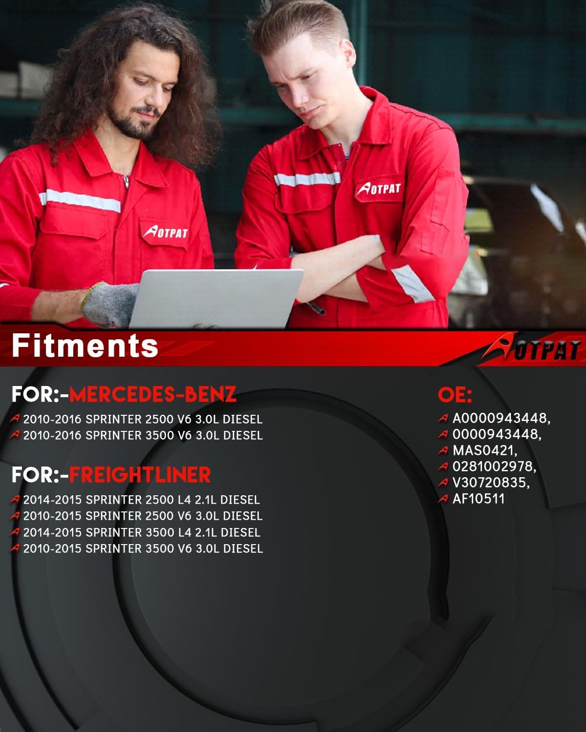 Mass Air Flow Sensor Meter [4-Pins] Compatible for:-Mercedes-Benz Sprinter 2500 2010-2016, Sprinter 3500 2010-2016 & Freightliner Sprinter 2500/3500 2010-2015, 2.1L 3.0L OE# A0000943448