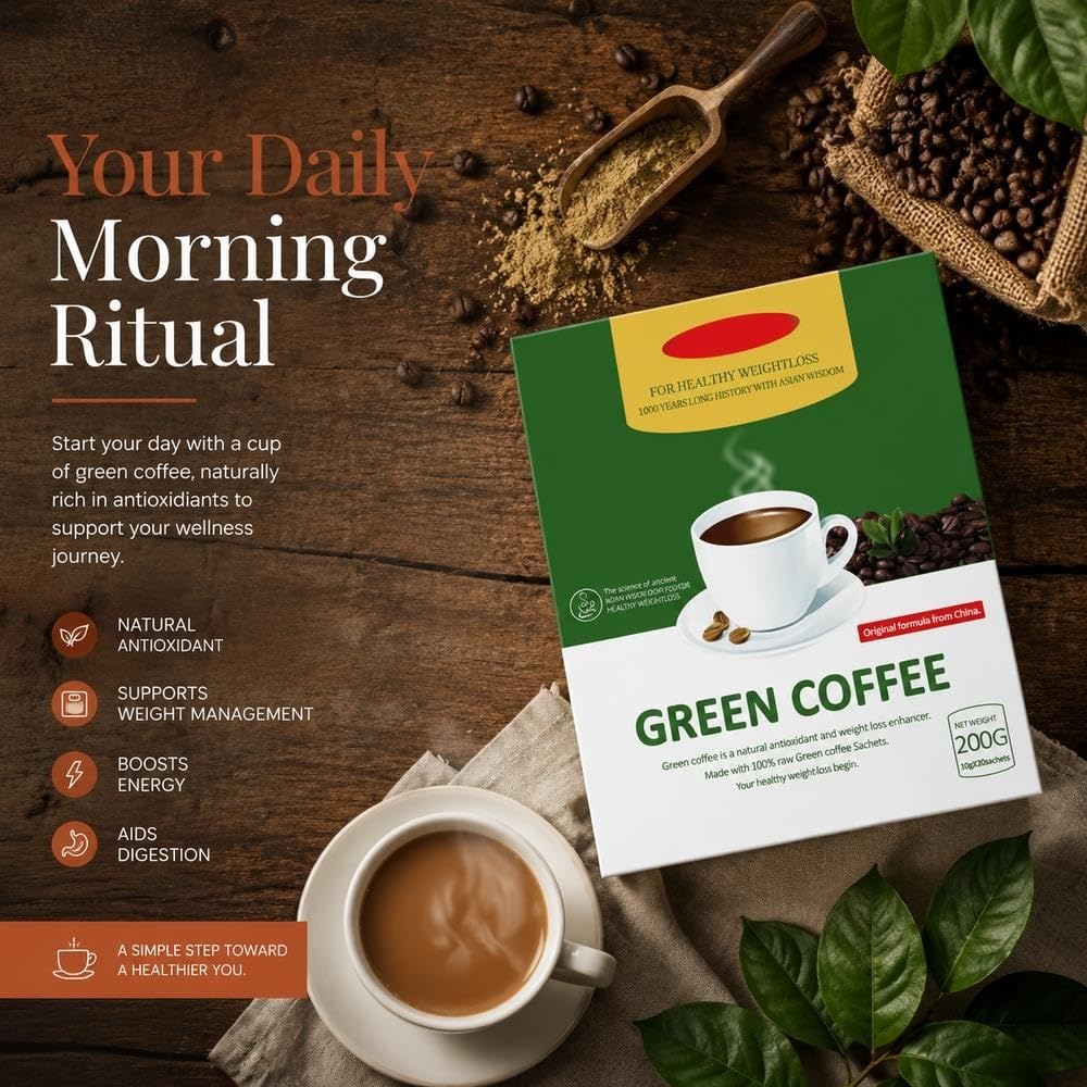 Miscela prebiotica istantanea for il benessere dell'intestino, caffè verde | Caffè energetico equilibrato vegano biologico senza glutine(2pcs)