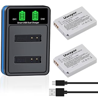 NB-5L Battery 2 Pack and Dual Charger for Canon Powershot S100, S110, SD700IS, SD790IS, SD850IS, SD870IS, SD880IS, SD890IS, SD900IS, SD950IS, SX200IS, SX210IS, SX220IS, SX230HS - Amazon product rated Grade A