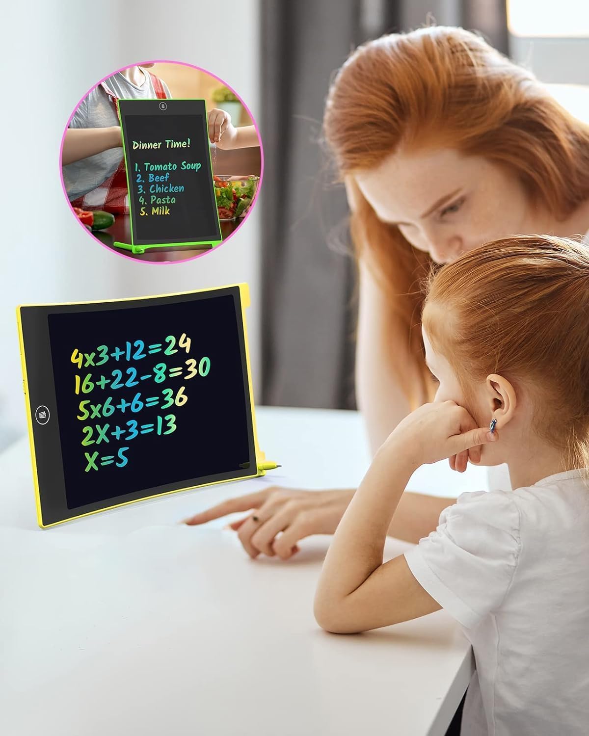 TECJOE Paquete de 2 tabletas de escritura LCD, 8.5 pulgadas, tablero de garabatos colorido para niños, bloc de dibujo reutilizable borrable, juguetes de aprendizaje, regalos para niños y niñas de 3,
