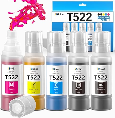 Xcinkjet 522 botellas de repuesto de tinta para impresora Ecotank ET-2800 ET-2720 ET-2803 ET-4800 ET-2760 ET-2800 ET-4700 T522 Eco Tank (2BK C M Y)