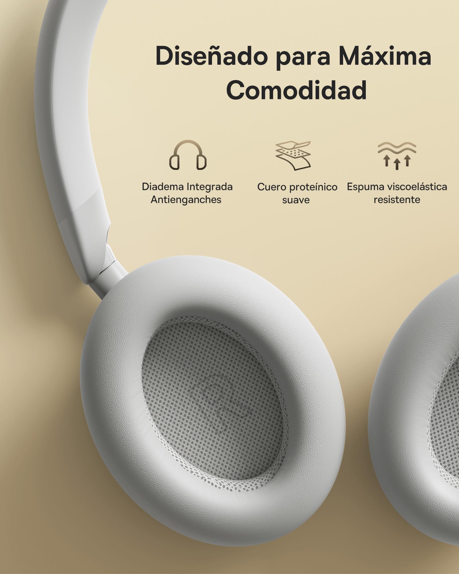 Baseus MH1 Auriculares Bluetooth, Cancelación de Ruido de Alta eficacia de hasta -48 dB, Diadema monolítica con Hi-Res y LDAC, 80 Horas de reproducción, CloudComfort Soft - Gris Claro