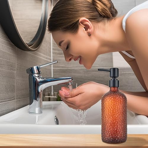 Miniatura 5 de Dispensador de jabón de 16 onzas, dispensador de jabón transparente de vidrio templado, botella de jabón para fregadero de cocina, dispensador de