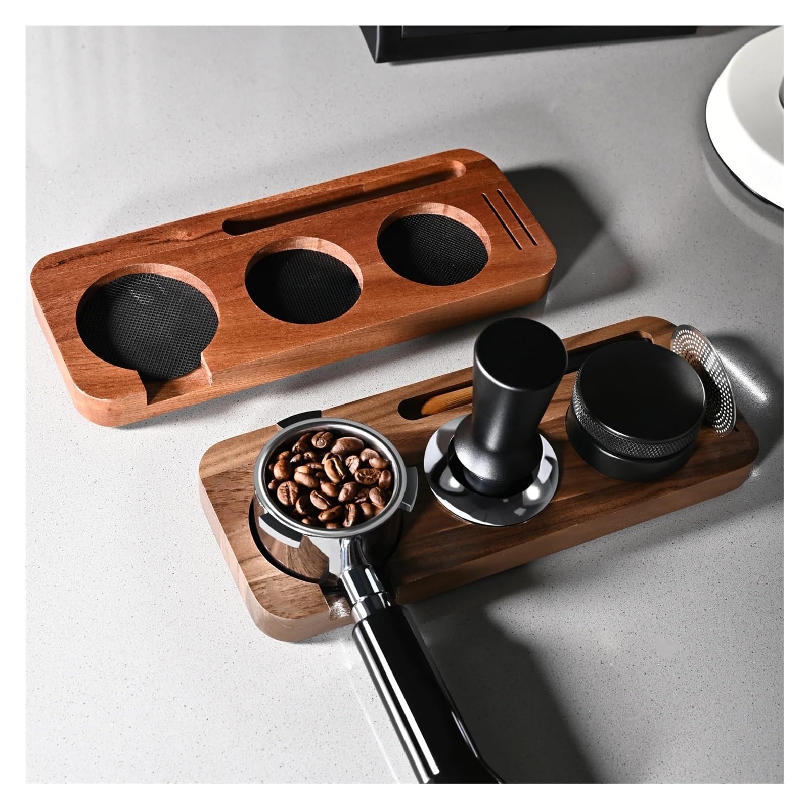 Soporte De Estación for Tapete De Café De 51MM, 54MM Y 58MM, Soporte for Portafiltro, Base De Soporte De Nogal for Accesorios De Espresso, Estable(58mm-Sapele)
