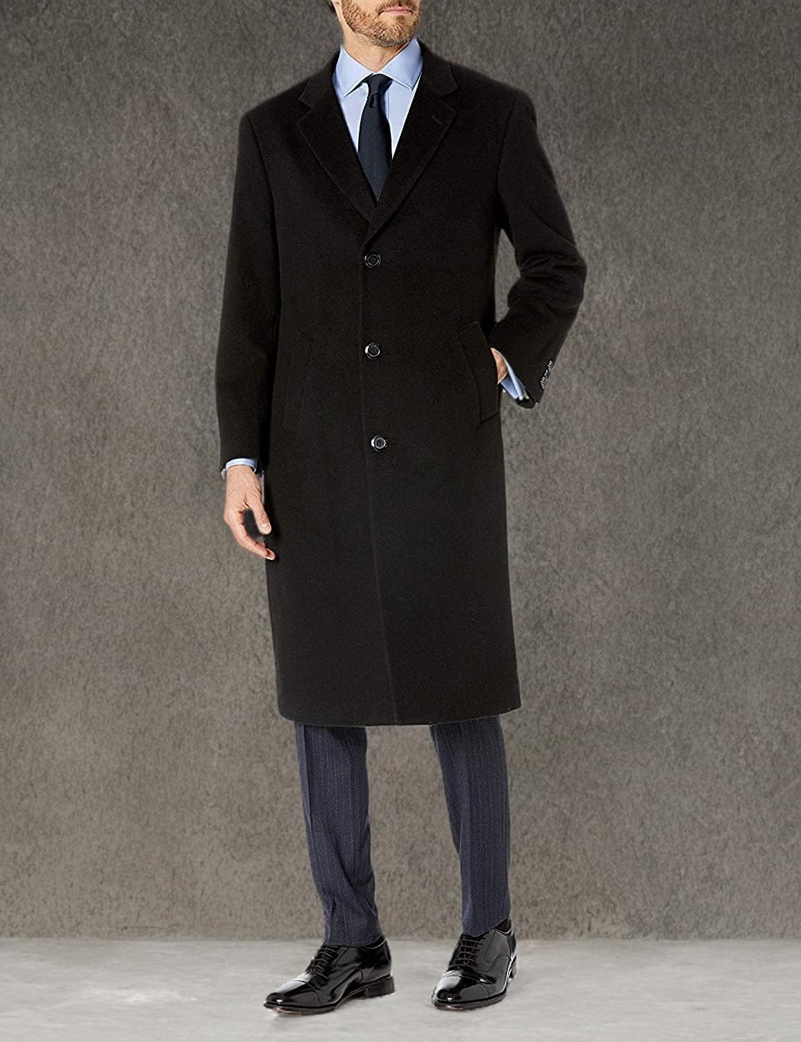Adam Baker Men's Single Breasted Wool Cashmere Full Length Topcoat - Colors
