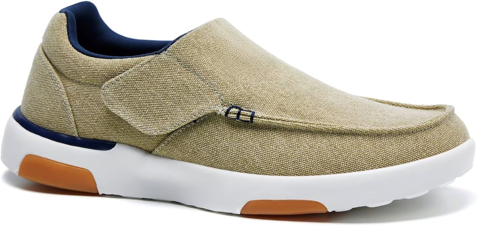 OrthoComfoot Men's Orthopedic Slip-On Loafers Walking Shoes: Comfortable Arch Support Plantar Fasciitis Hook and Loop Shoes, Casual Orthotic Work Loafers for Foot and Heel Pain