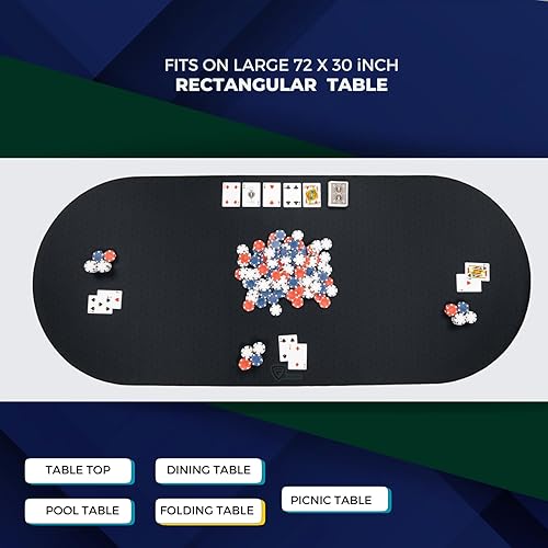 Miniatura 63 de Tapete de juego de mesa de 42 x 66 pulgadas, tapete Mahjong para mesa con bolsa de transporte, tapete de juego de neopreno antideslizante, cubierta