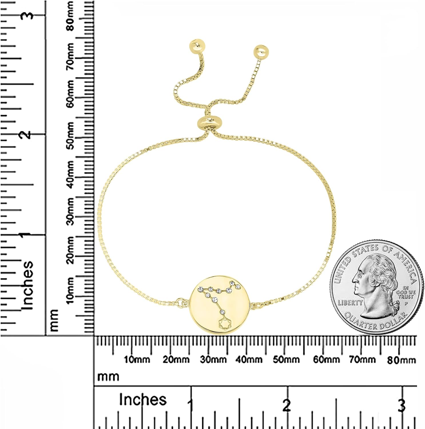 Zodiac Sterling Silver Crystal Bracelet with 9 Inch Adjustable Chain Birthmonth Bracelet - Jewelry Gift for Womens - Birthday, Wedding, and Anniversary