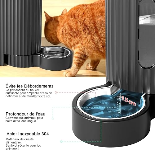 Gardner Pet Distributore 2 in 1 Cibo e Acqua Gatti 3L*2, Grigio Scuro - 5