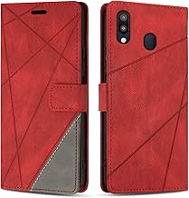 SONWO Cover per Galaxy M20 Custodia, Flip Caso in PU Pelle Case Cover Premium Portafoglio Custodia per Galaxy M20, Slot per Schede, Supporto Stand, Rosso