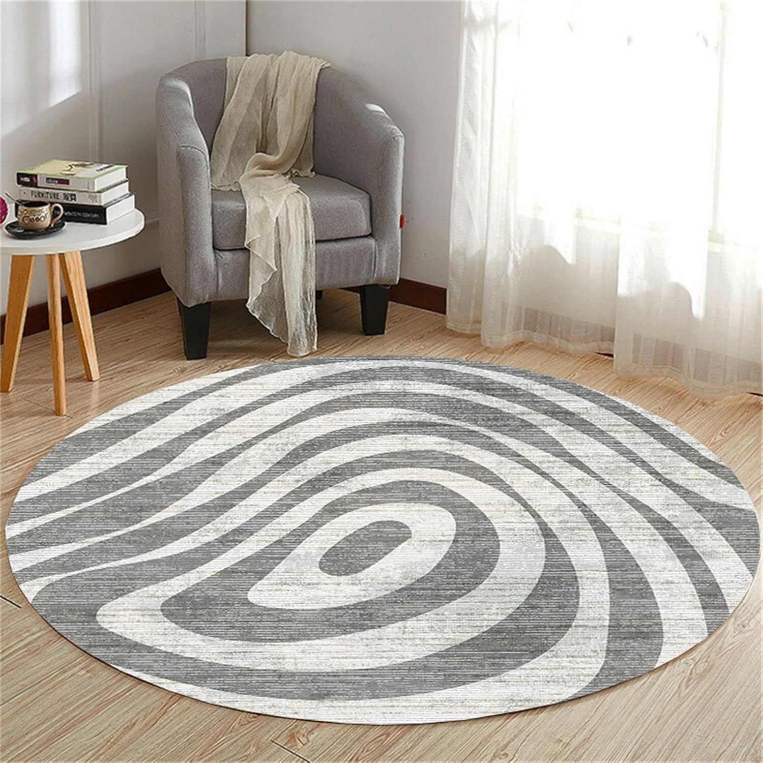 WaiDXn Circular Abstract Geometric Design, Modern Bohemian Style, Living Room Decorative Rug(G,60cm)