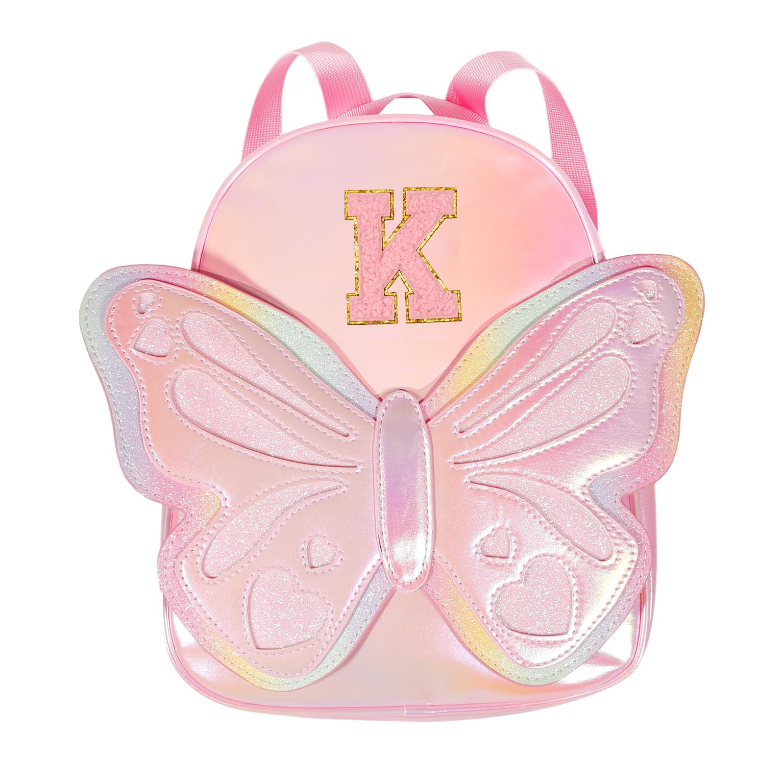 Mini zaino per ragazze, zaino per bambini con fiocco laser arcobaleno, borsa con iniziale personalizzata per ragazze adolescenti, borsa per asilo, regalo di compleanno per ragazze di 2-10 anni