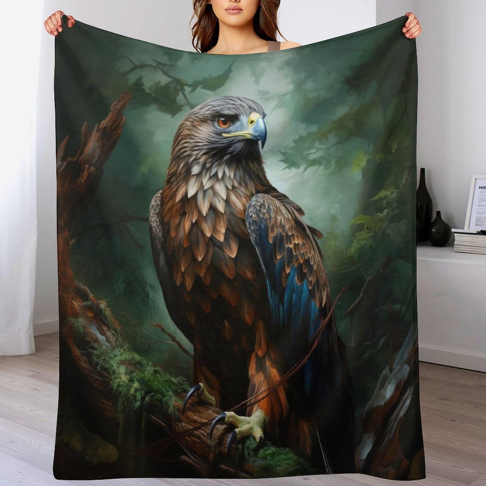 Manta de águila muy suave y cálida, manta de franela de forro polar para sofá 130x180
