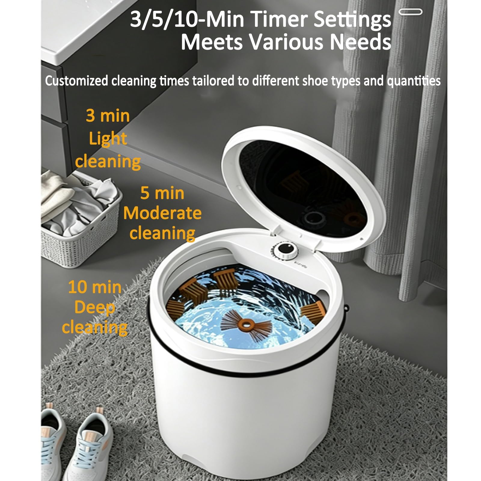 Lavadora Semiautomática, Lavado De Zapatos/Ropa/Spin-Dry | Capacidad De 2,8 Kg, Cepillo Desmontable, For Calzado Y Ropa, Temporizador Giratorio(Black)