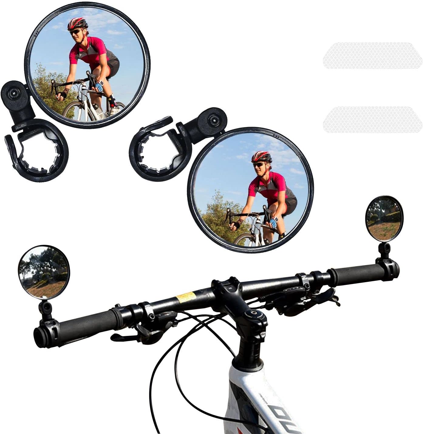 2pcs Bicycle Mirrors, 360 Degree Rotating Bicycle Riding Gear Folding