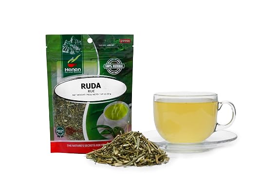 Hanan Peruvian Secrets RUE (Ruda) leaf stems Herbal Tea | 100% Natural Ruta Graveolens from Peru, traditionally used for Digestion, Calmness, Yoga Meditation & Cooking | 1.41oz (40g)