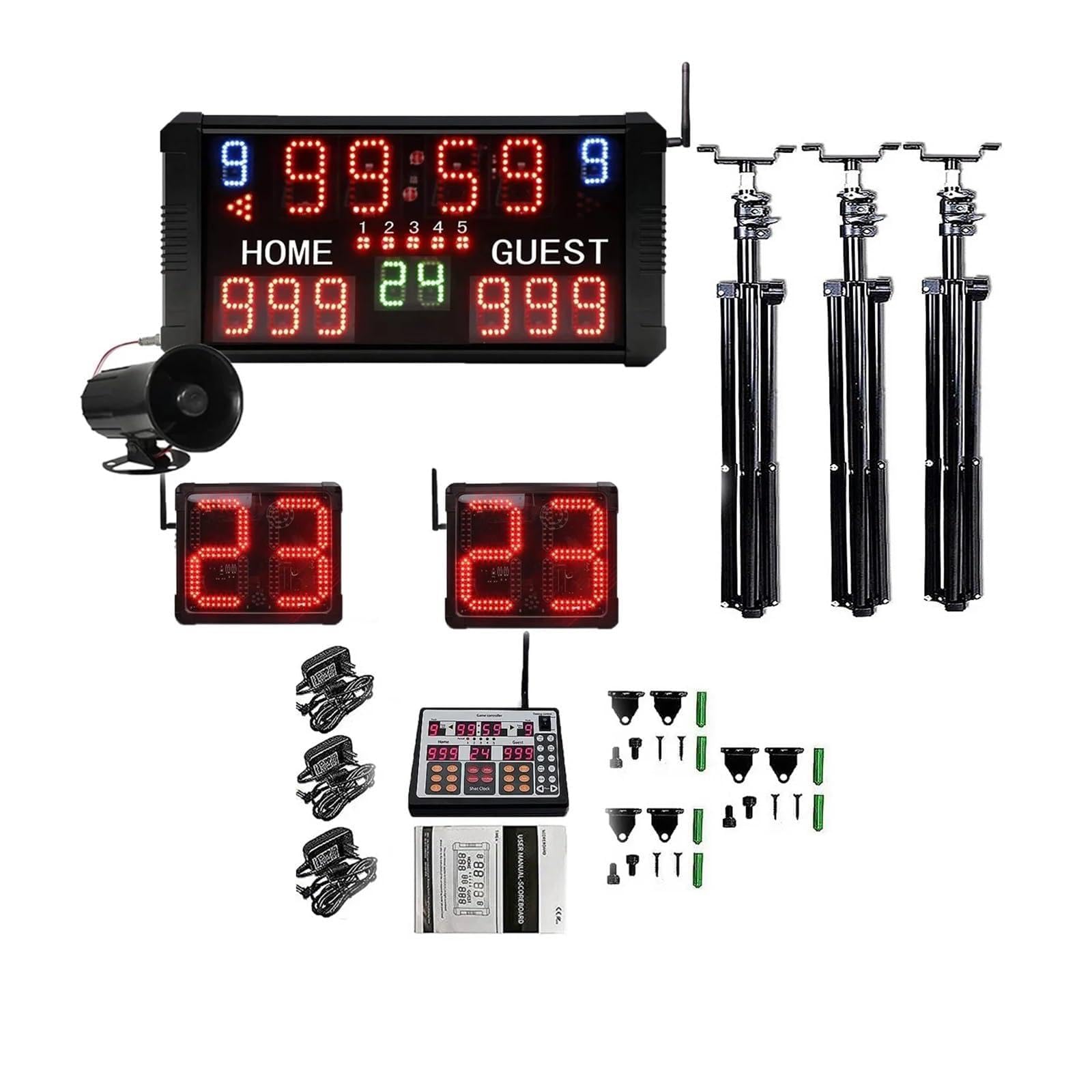 JVDDI 24-Second Shot Clock And Scoreboard For Basketball,Outdoor Use, With Remote Control,