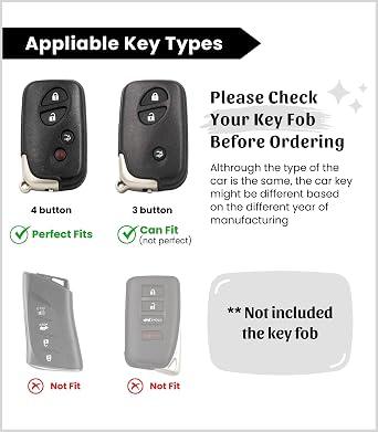 Genuine Leather Key Fob Cover & Key Chain for Lexus (2-4 Buttons, Keyless Go) - Protects Car Keys