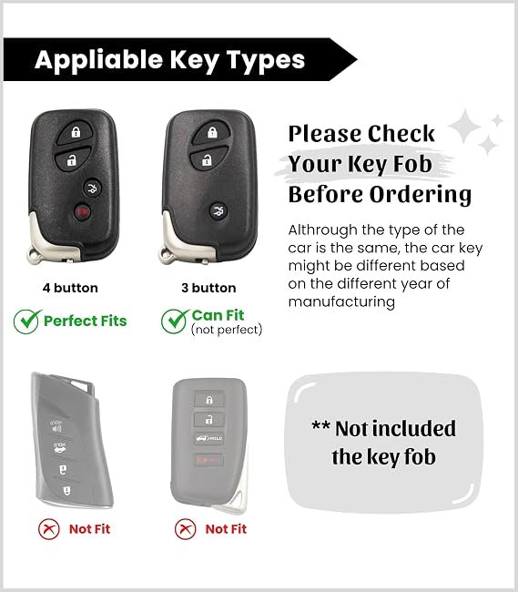 Genuine Leather Key Fob Cover & Key Chain for Lexus (2-4 Buttons, Keyless Go) - Protects Car Keys