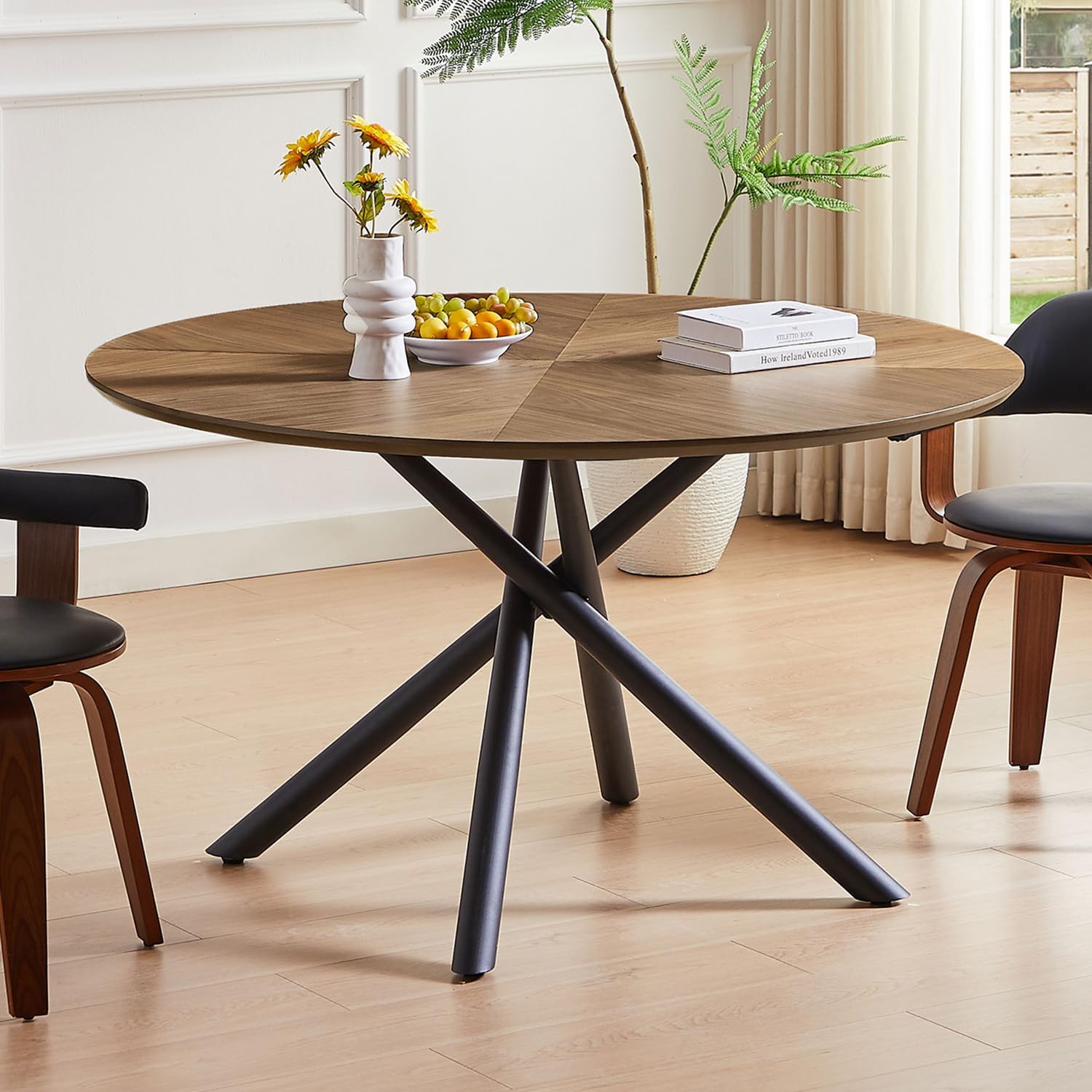 Amazon.com - kevinplus 47.25'' Round Dining Table Wood Kitchen Table ...